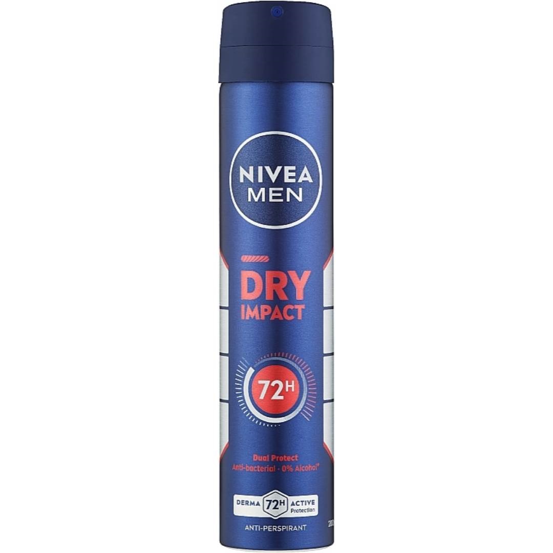 Nivea-Men-Dry-Impact-72H-Dual-Protect-Antiperspirant-Spray اسپری ضد تعریق مردانه نیوا NIVEA مدل DRY IMPACT - تصویر 1