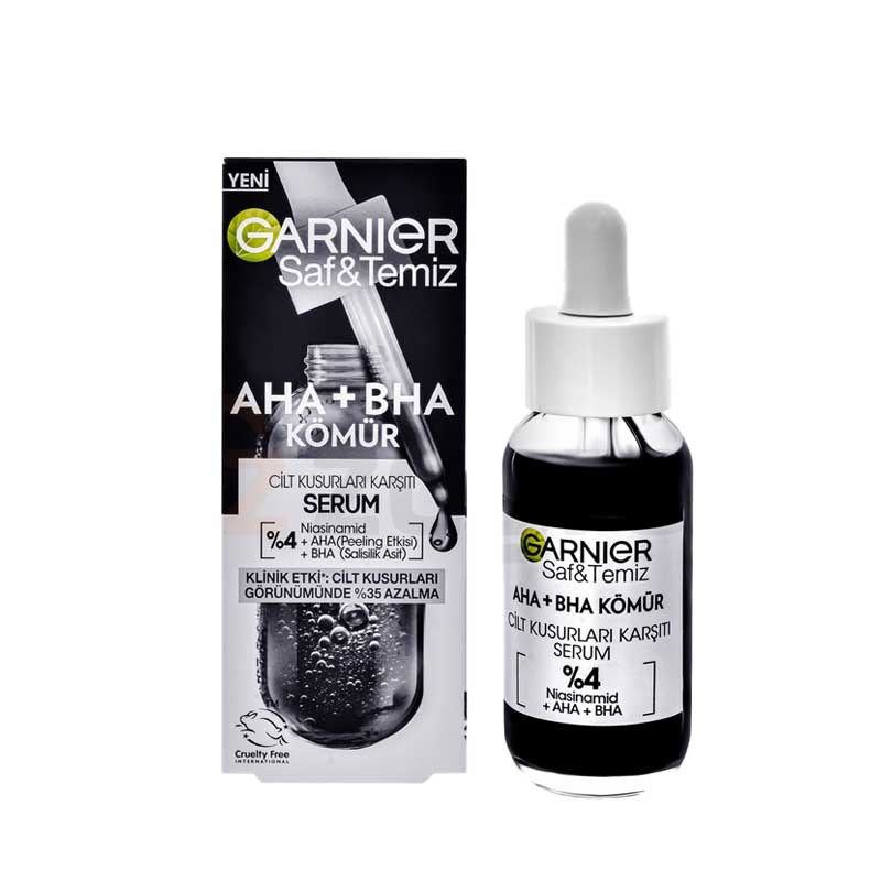 گارنیر-زغال سرم صورت ذغالی گارنیر Garnier مدل AHA+BHA - تصویر 1